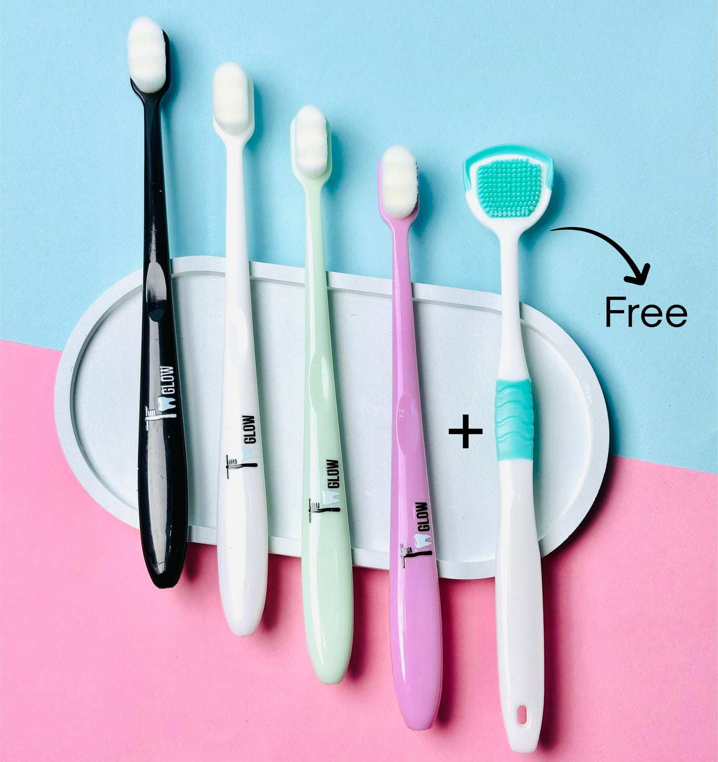 T Glow - 2 Pcs Nano Toothbrush Ultra 12000 Soft Bristles & Travel Case