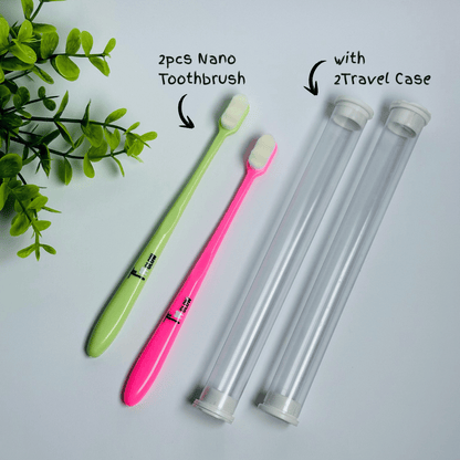 2 Pcs Nano Toothbrush with 2 Travel Case