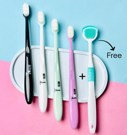 T Glow - 2 Pcs Nano Toothbrush Ultra 12000 Soft Bristles & Travel Case