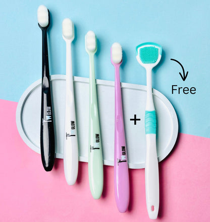 T Glow - 2 Pcs Nano Toothbrush Ultra 12000 Soft Bristles & Travel Case
