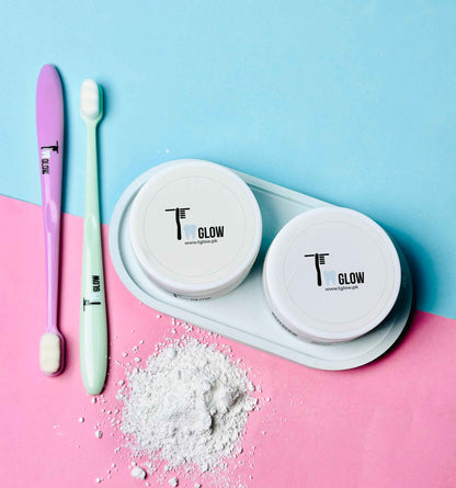 Bumper Offer Get 2 Jars of T Glow Teeth Whitening Powder + 2 Ultra-Soft Nano Brushes
