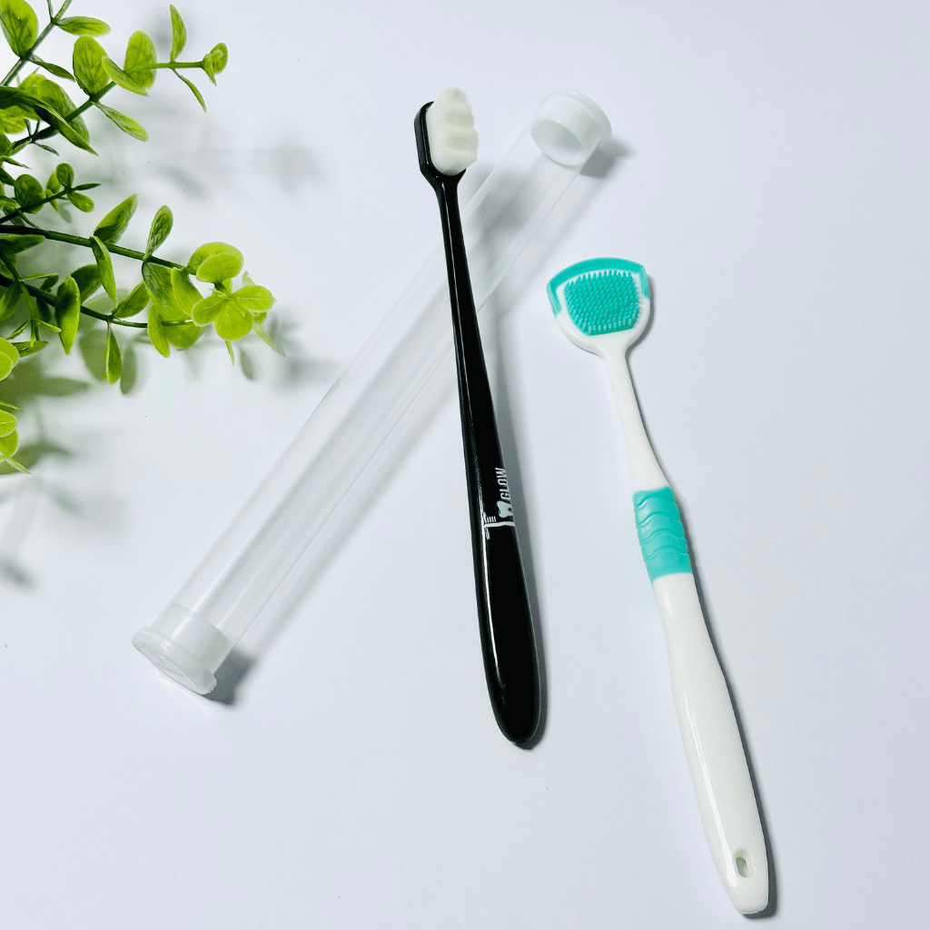 1 Nano Toothbrush with Travel Case & 1 Tongue Cleaner (Random Colour)