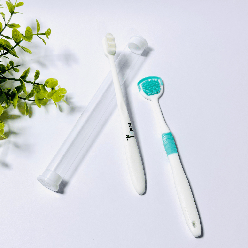 1 Nano Toothbrush with Travel Case & 1 Tongue Cleaner (Random Colour)