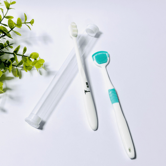 1 Nano Toothbrush with Travel Case & 1 Tongue Cleaner (Random Colour)